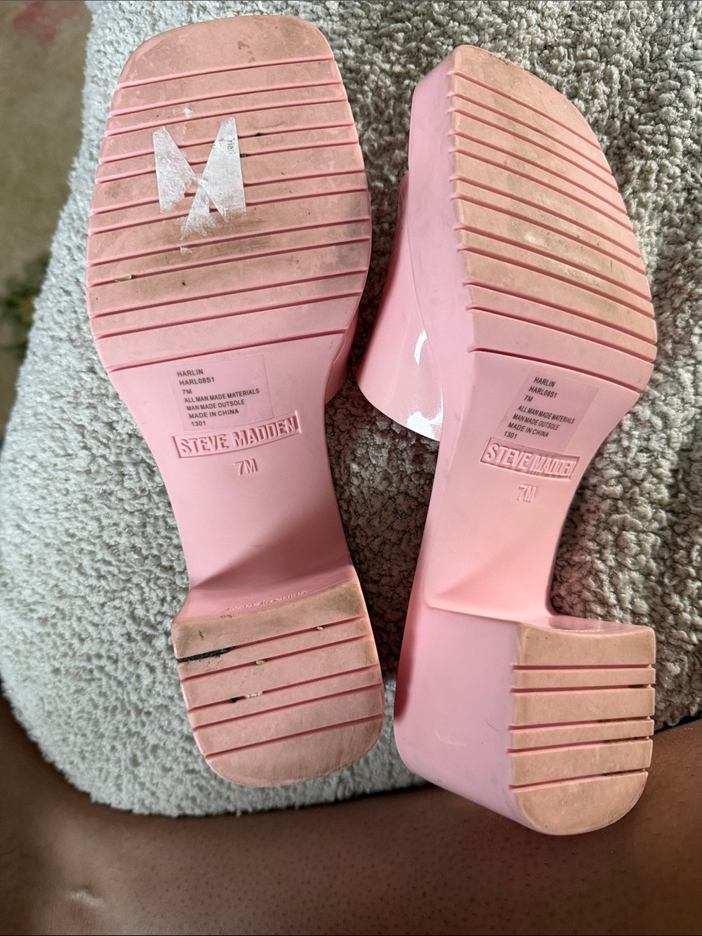 Steve Madden Pastel Pink Slide Mules Harlin Size 7 - Picture 7 of 8